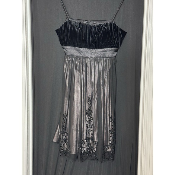 Y2K Velvet Black Sequin Sheer Lace Ruffle Babydoll Party Dress Whimsigoth Fairy - Picture 8 of 10